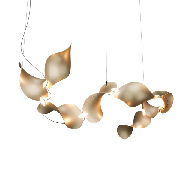 Dune 8 Curve Chandelier with Metallic Tone Shades from Moss Objects For Sale - Image 6 of 6