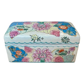 Mid 20th Century “Tobacco Leaf” Ceramic Box For Sale