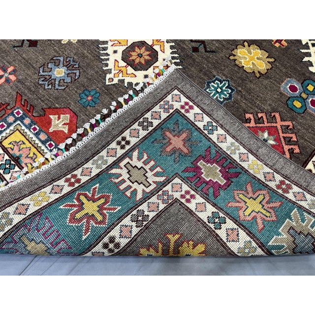 Brown and Teal Kazak Rug With Star Medallion, 5'8" X 7'9" For Sale - Image 15 of 15