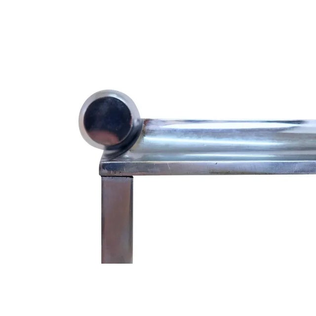 Art Deco Modernist Chromed Bar Cart with Mirrors and Cylindrical Handles, 1930s For Sale - Image 3 of 7
