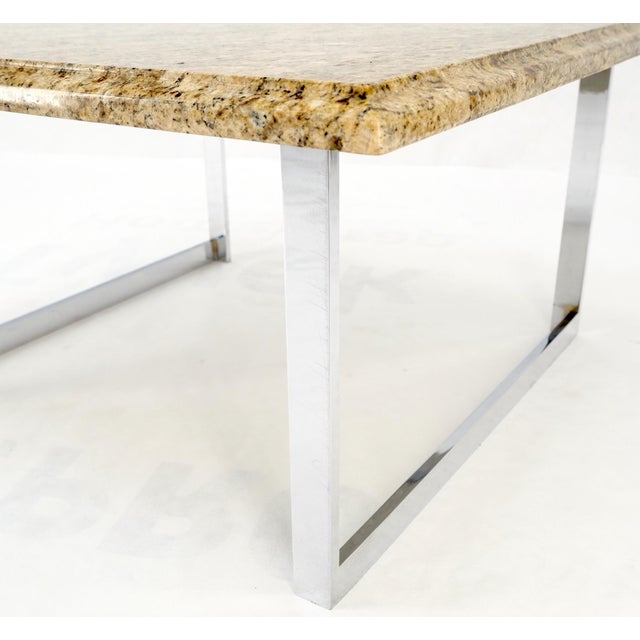 Mid Century Square Granite Top Chrome Base Occasional Coffee Side End Table For Sale - Image 11 of 12