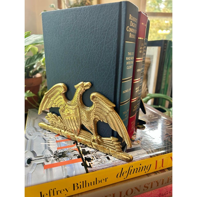 American Vintage Virginia Metalcrafters Federal Eagle Solid Brass Bookends – A Pair For Sale - Image 3 of 12