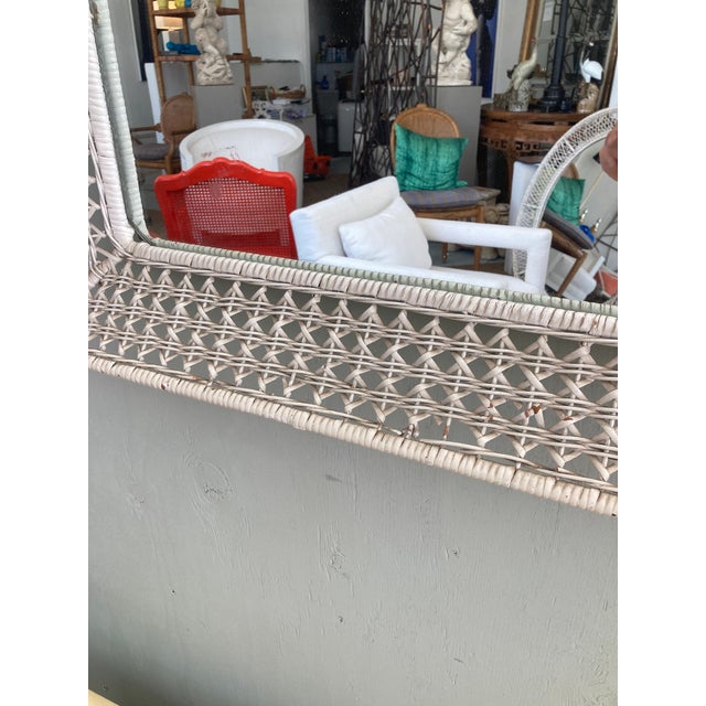 1950s Wicker and Rattan Rectangular Mirror 1950 For Sale - Image 5 of 16