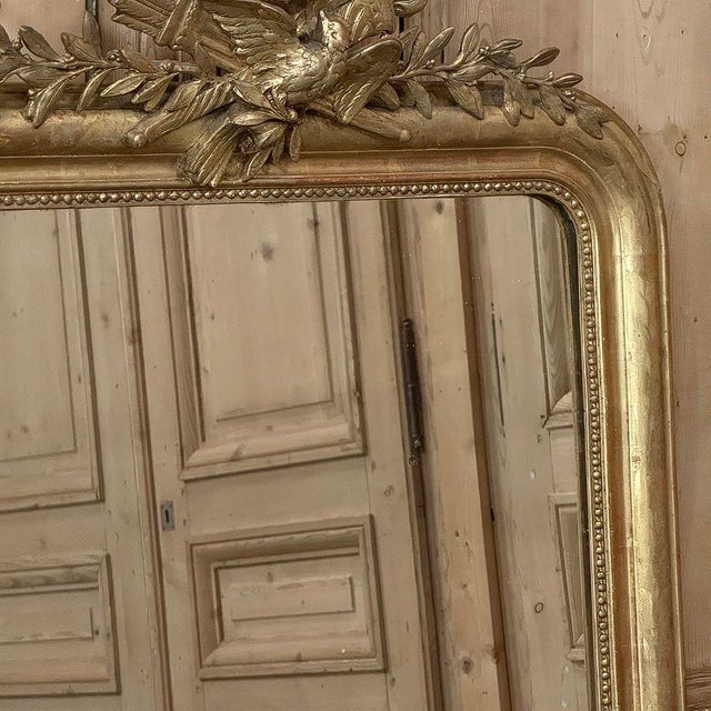 19th Century French Louis XVI Giltwood Mirror With Lovebirds For Sale - Image 9 of 17