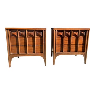 1960s Kent Coffey Rosewood & Walnut Perspecta Nightstands - Set of 2 For Sale