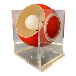 Small Mid-Century Space Age Eyeball Table Lamp in Orange Acrylic Glass For Sale