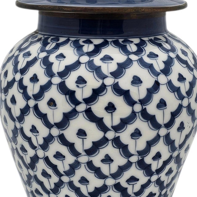 Late 20th Century Blue White Ginger Jar Attributed Maitland Smith Handpainted 8.75" For Sale - Image 5 of 13