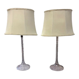 Art Deco French Crystal Cut Glass Lamps in a Lavender Amethyst Color