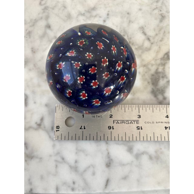 Murano Glass Millefiori Paperweight With Mini Flower Design For Sale - Image 4 of 5