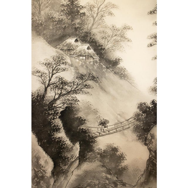 Showa Era Japanese Sansui Scroll Painting by Keigen For Sale - Image 4 of 17