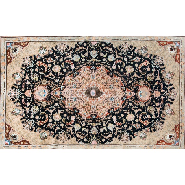 Black Vintage Persian Tabriz Rug For Sale - Image 8 of 15