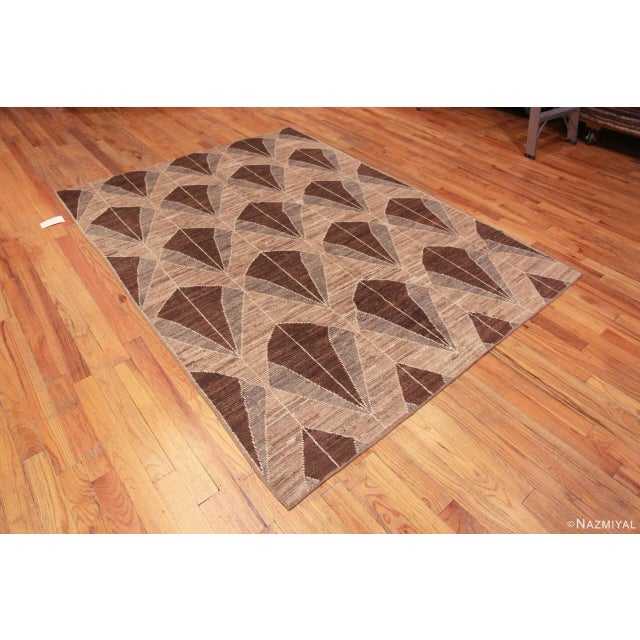 A Fascinating and Artistic Earthy Brown and Neutral Grey Color Large Scale Geometric Design Modern Area Rug, Country of...