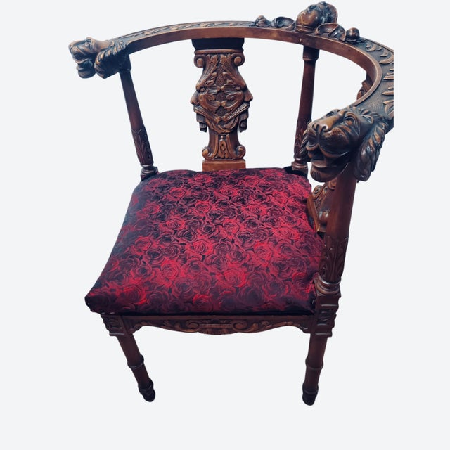Antique Carved Renaissance Revival Corner Chair For Sale - Image 9 of 13