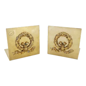 Italian Laudarte Srl Gilt Bronze Wreath Bookends by Giovanni Malerba, Pair