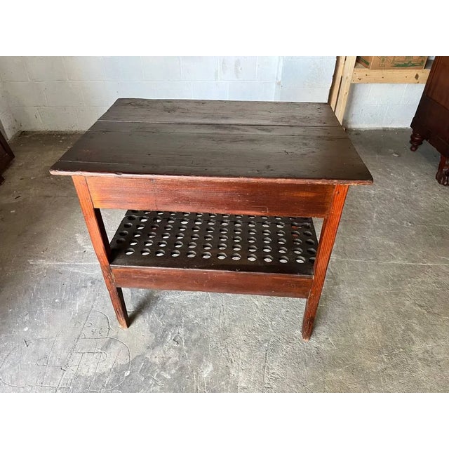 Wood Early 19th Century. Early American. Style 2 Tier Pine Eggs Table Work Table For Sale - Image 7 of 10