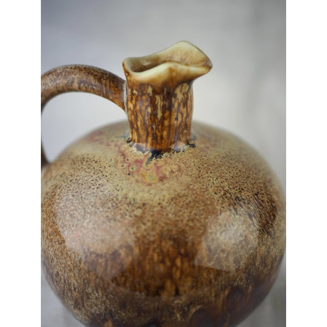 Ceramic Mid-Century French Round Pitcher Medium Neck Glazed Stoneware For Sale - Image 7 of 12
