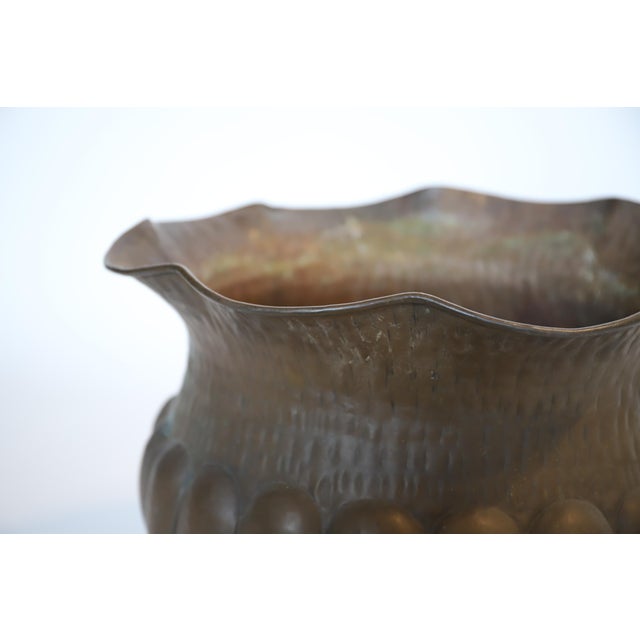 Mid 20th Century Italian Brass Hammered Planter Pot For Sale - Image 14 of 15