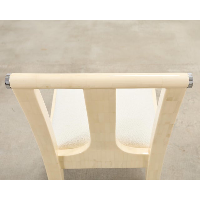 Enrique Garcel Colombian Tessellated Bone Chair With Bouclé For Sale - Image 17 of 18