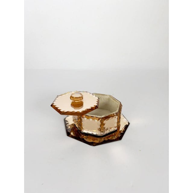 Art Deco Pink-Tinted Glass Box with Saucer, France, 1940s For Sale - Image 3 of 12