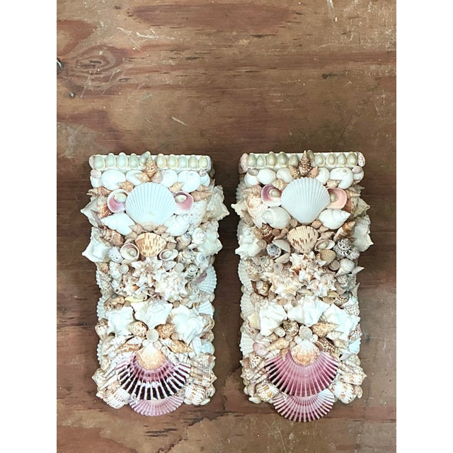 Vintage Shell Encrusted Wall Brackets - Pair For Sale - Image 9 of 12