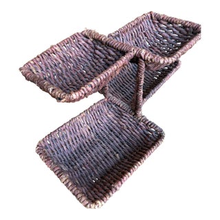 Clever Multi Tiered Wicker Stand For Sale