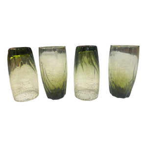 1960s Anchor Hocking Drinking Glasses in Central Park Ivy Green Swirl Pattern - Set of 4