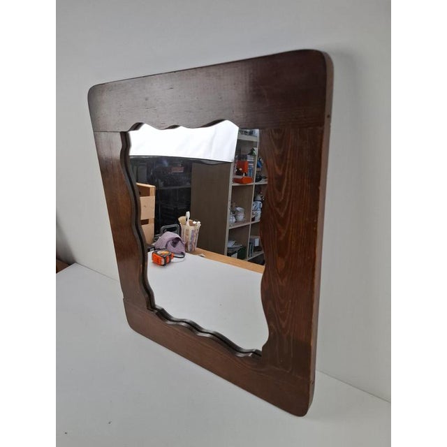 Mid-Century Czechoslovak Wavy Wooden Frame Wall Mirror, 1940s For Sale - Image 15 of 17
