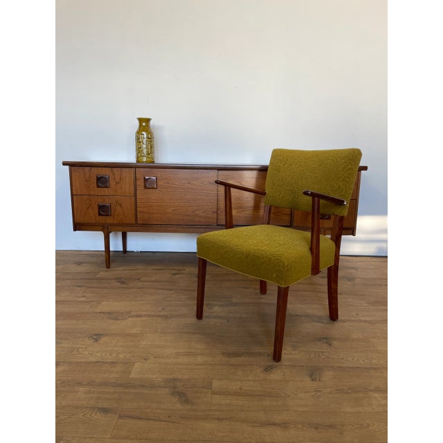 Vintage Danish Teak Chair with Green Fabric, 1970 For Sale - Image 9 of 18
