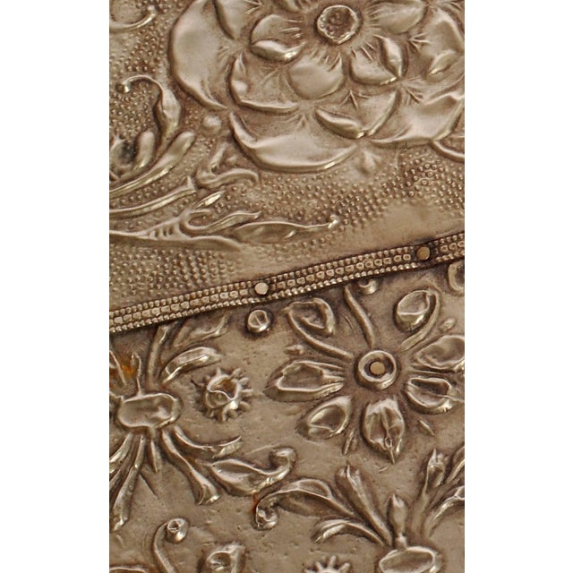 Indian Hammered Square Silver Table For Sale - Image 3 of 4