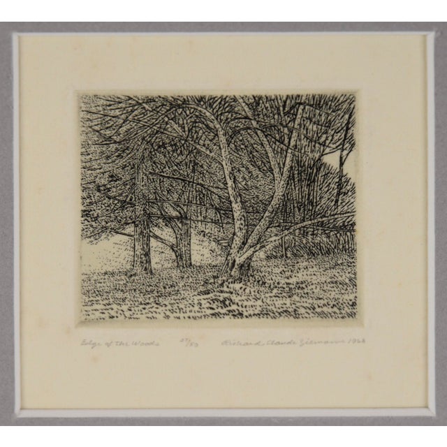 "Edge Of The Woods" - 1968 Etching on Paper 1968 etching titled "Edge Of The Woods" by Richard Claude Ziemann (American,...