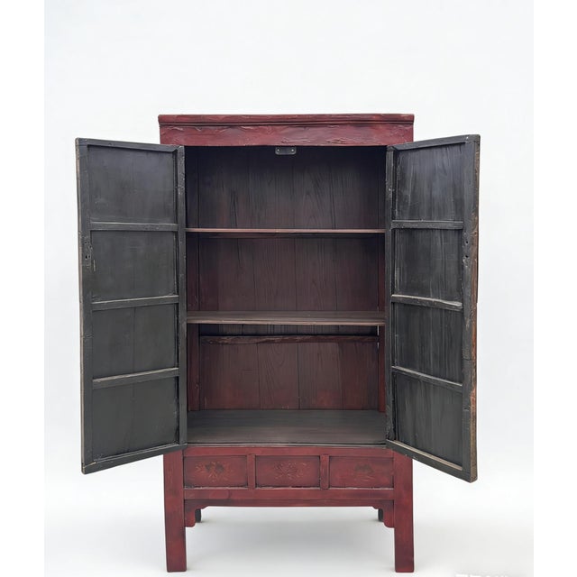 This beautiful 18th century armoire cabinet is built of solid elm using traditional Chinese joinery of tenon and mortise....