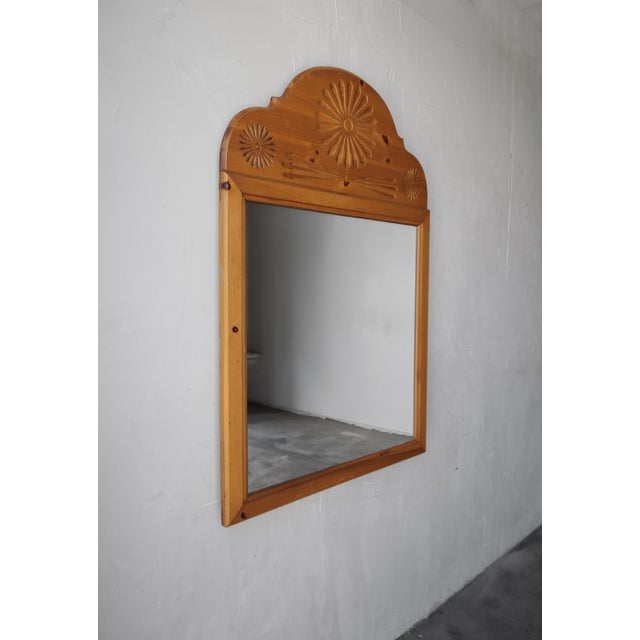 Rustic 1980's Pine Wall Mirror For Sale - Image 3 of 5