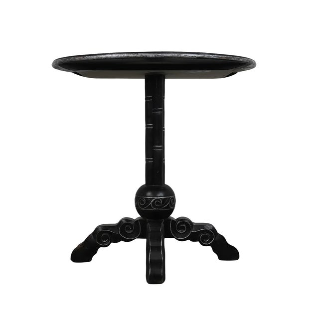 Early 21st Century Vintage Small Round Table With Base in Imitation Bamboo Detail For Sale - Image 5 of 8