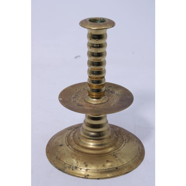 Virginia Metalcrafters Pair of Virginia Metalcrafters Brass Colonial Williamsburg Candlesticks For Sale - Image 4 of 13
