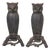 Large Pair of Vintage Arts and Crafts Rustic Victorian Owl Andirons With Glass Eyes For Sale