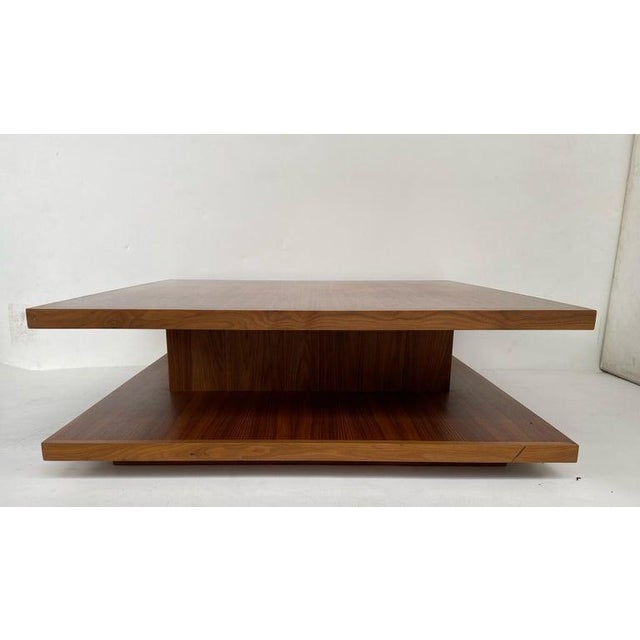 Contemporary Walnut Minimalistic Two-Tiered Coffee Table Circa 2010 For Sale In Miami - Image 6 of 9