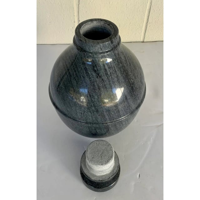 Modern Global View Modern Black Marble Orb Bottle For Sale - Image 3 of 5