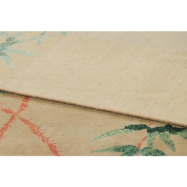 Textile Rug & Kilim’s Chinese Art Deco Style Rug, Bamboo Floral Patterns Over Gold Tones For Sale - Image 7 of 7