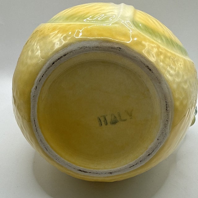 Vintage Mid-Century Modern Ceramic Lemon Shaped Pitcher Majolica Style Made in Italy For Sale - Image 4 of 7