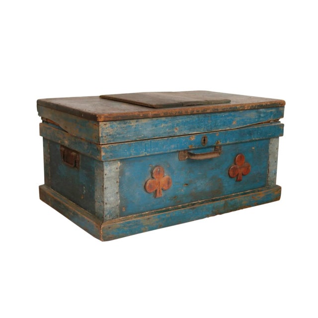Early 20th Century Primitive Blue Blanket Chest For Sale - Image 11 of 11