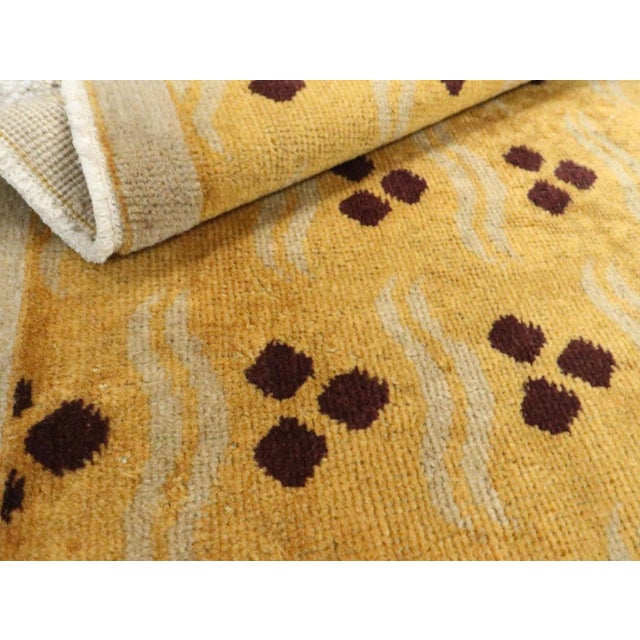 Textile Galerie Shabab Collection Mid-20th Century Handmade Turkish Art Deco Throw Rug in Gold and Silver-Grey For Sale - Image 7 of 7