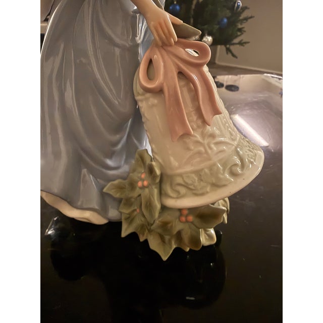 Grandeur Noel Angel Bell Holly Figurine Porcelain Statue Glazed Figurine 12in For Sale - Image 4 of 8
