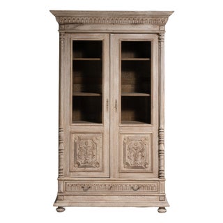 Carved Oak Vitrine Late 19th Century France For Sale