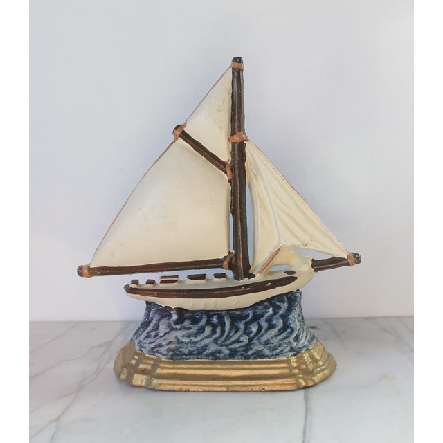 Vintage Cast Iron Sailboat Doorstop For Sale - Image 4 of 10