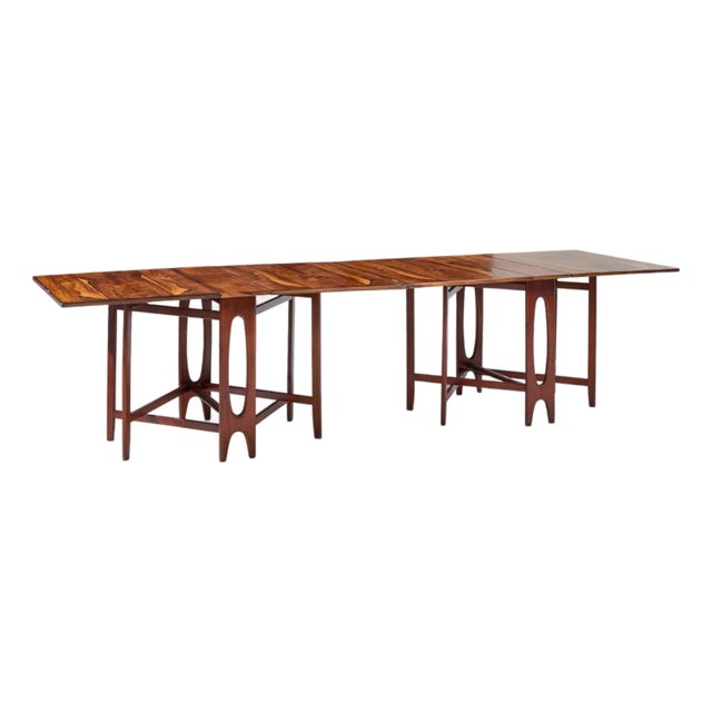 Bendt Winge Mid Century Norwegian Rosewood Drop-Leaf Rosewood Dining Table - Pair For Sale