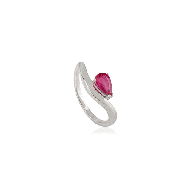 Traditional Handmade Pear Shaped Natural Ruby Wave Ring Size 6 in 14k Gold Christmas Gift For Sale - Image 3 of 14