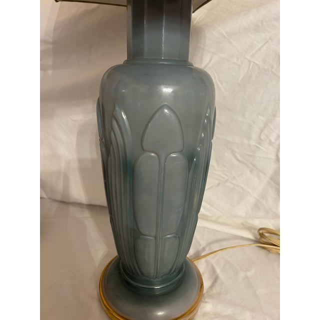 Mid 20th Century Art Nouveau Green Glass Table Lamp For Sale In Boston - Image 6 of 12