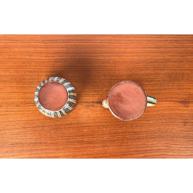 Mid-Century Modern German Studio Pottery Small Jug and Bowl by Monika Maetzel, 1960s, Set of 2 For Sale - Image 16 of 18