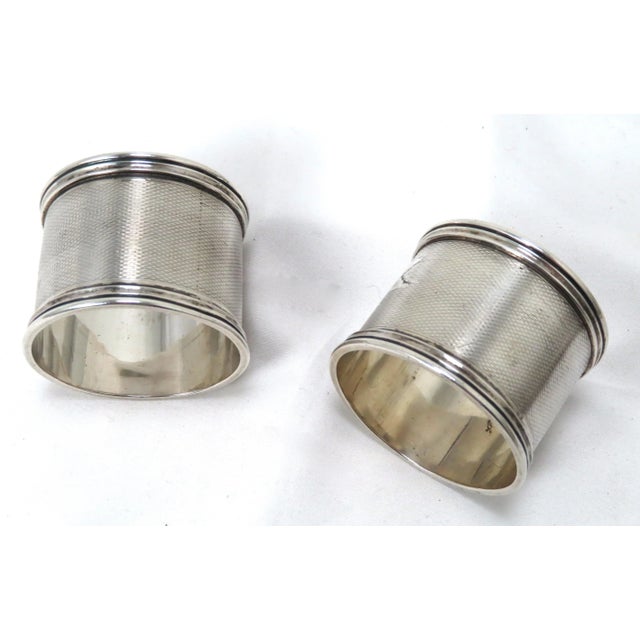 Antique American Victorian Hand Engraved Sterling Silver Wedding Napkin Rings for Asa & Augusta For Sale - Image 4 of 13