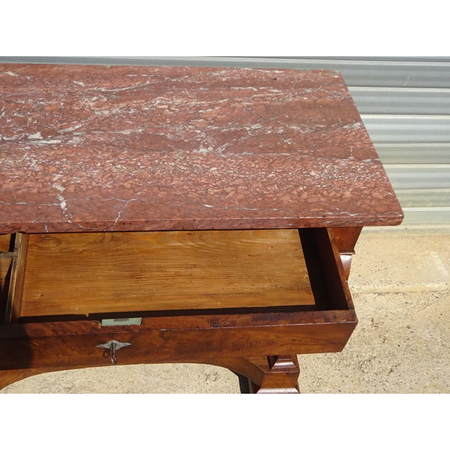 Charles X Restoration Console in Walnut and Marble, 1830 For Sale - Image 15 of 18